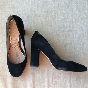 Sam Edelman black suede block heels